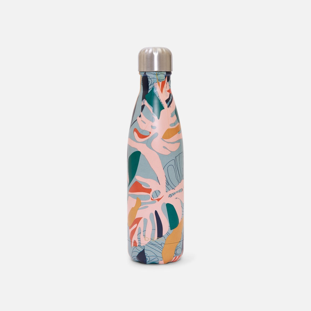 Water bottle with leaves print