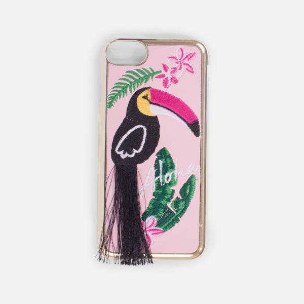 Charger l&#39;image dans la galerie, Boîtier à téléphone rose avec pélican en relief (iphone 6-7-8)
