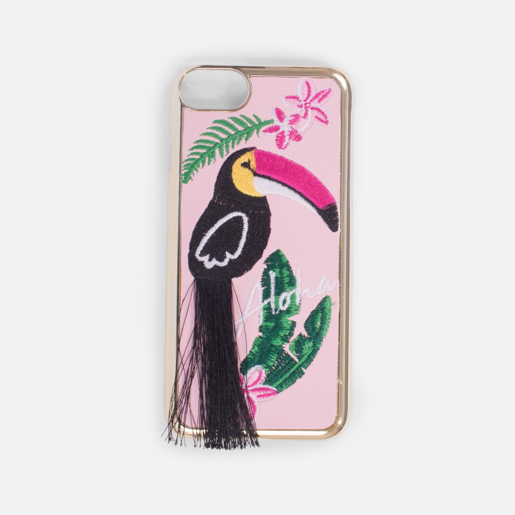 Pink phone case with embossed pelican (iphone 6-7-8)
