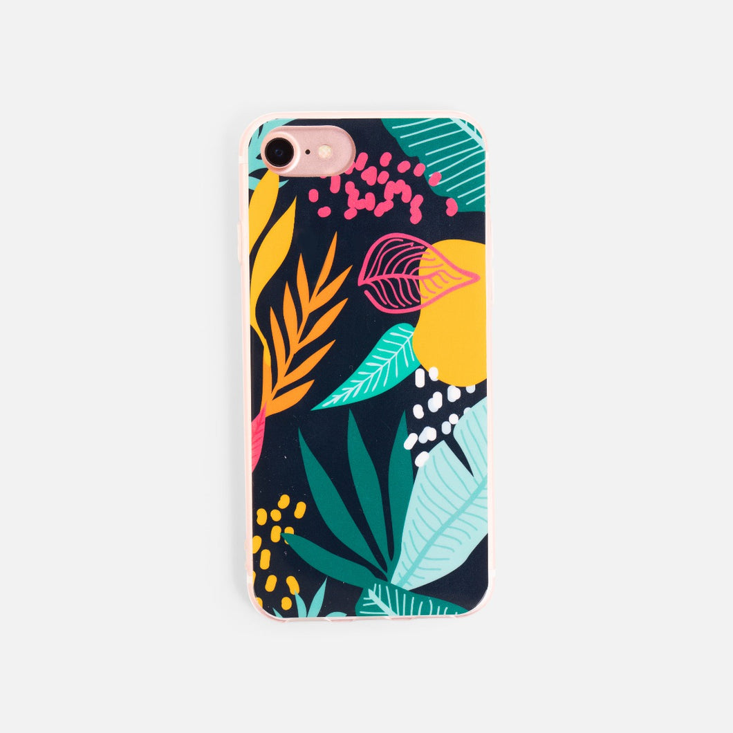Navy blue and tropical print phone case (iphone 6, 7, 8)