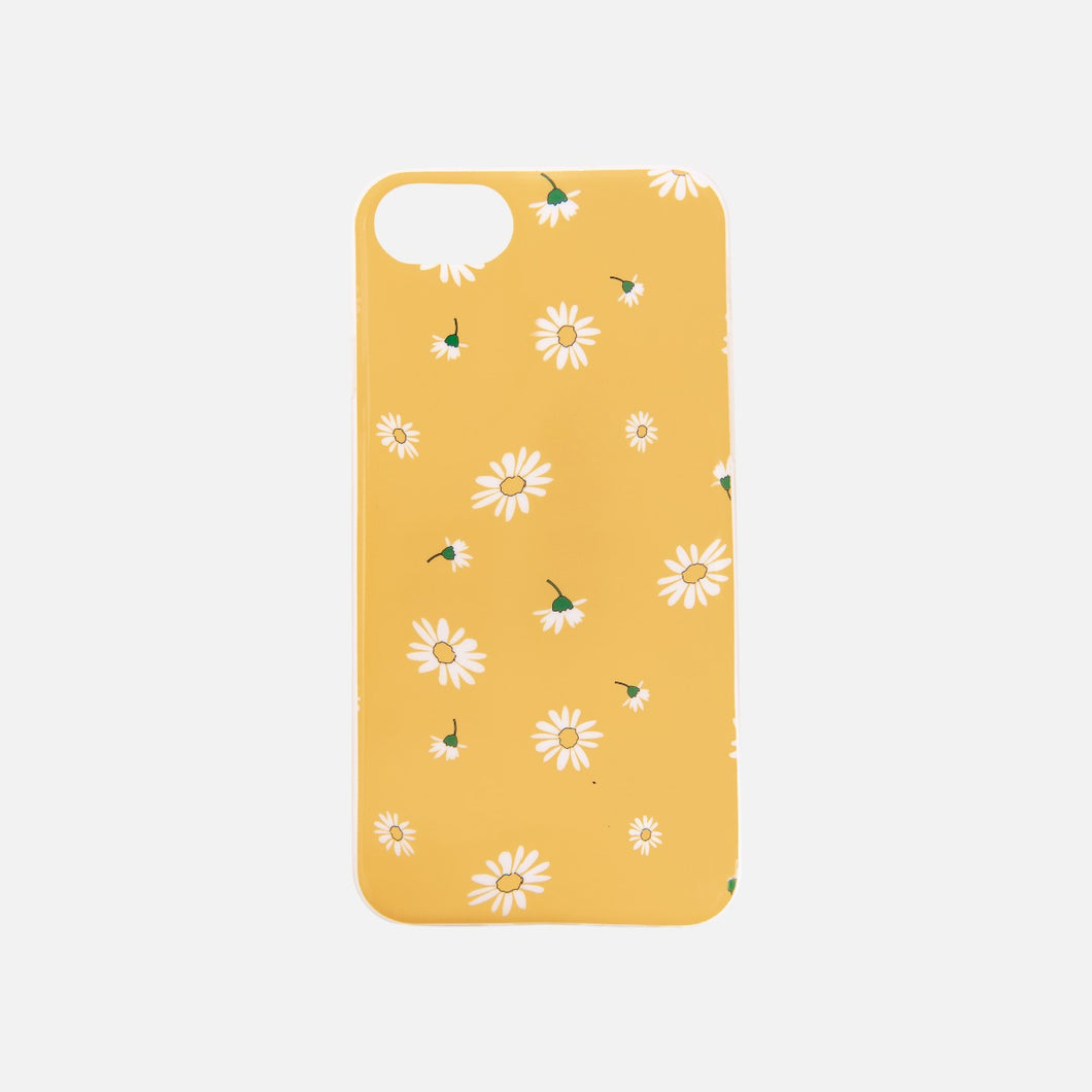 Ocher and white daisy flowers print iphone case