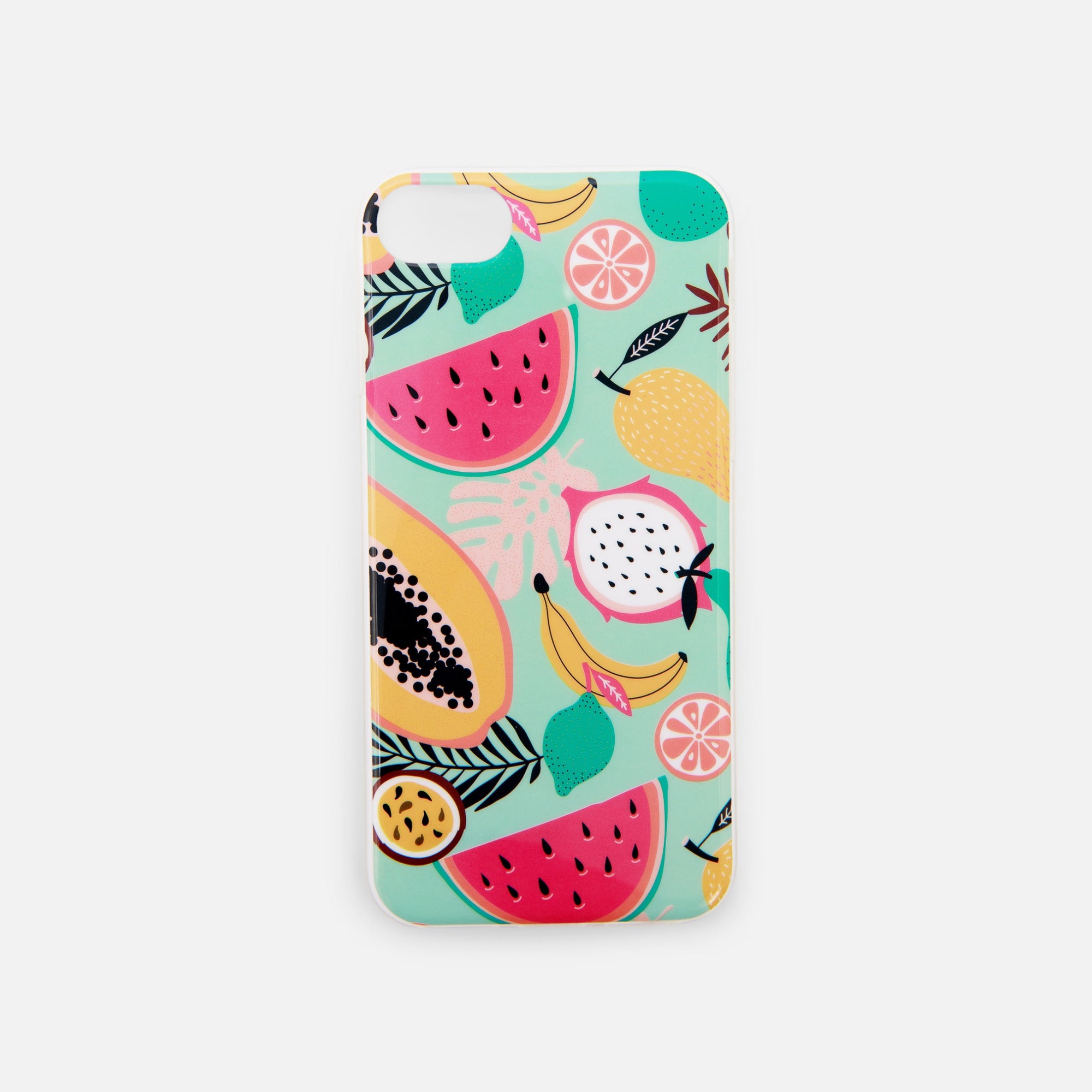 Mint iphone case with fruits cocktail print 