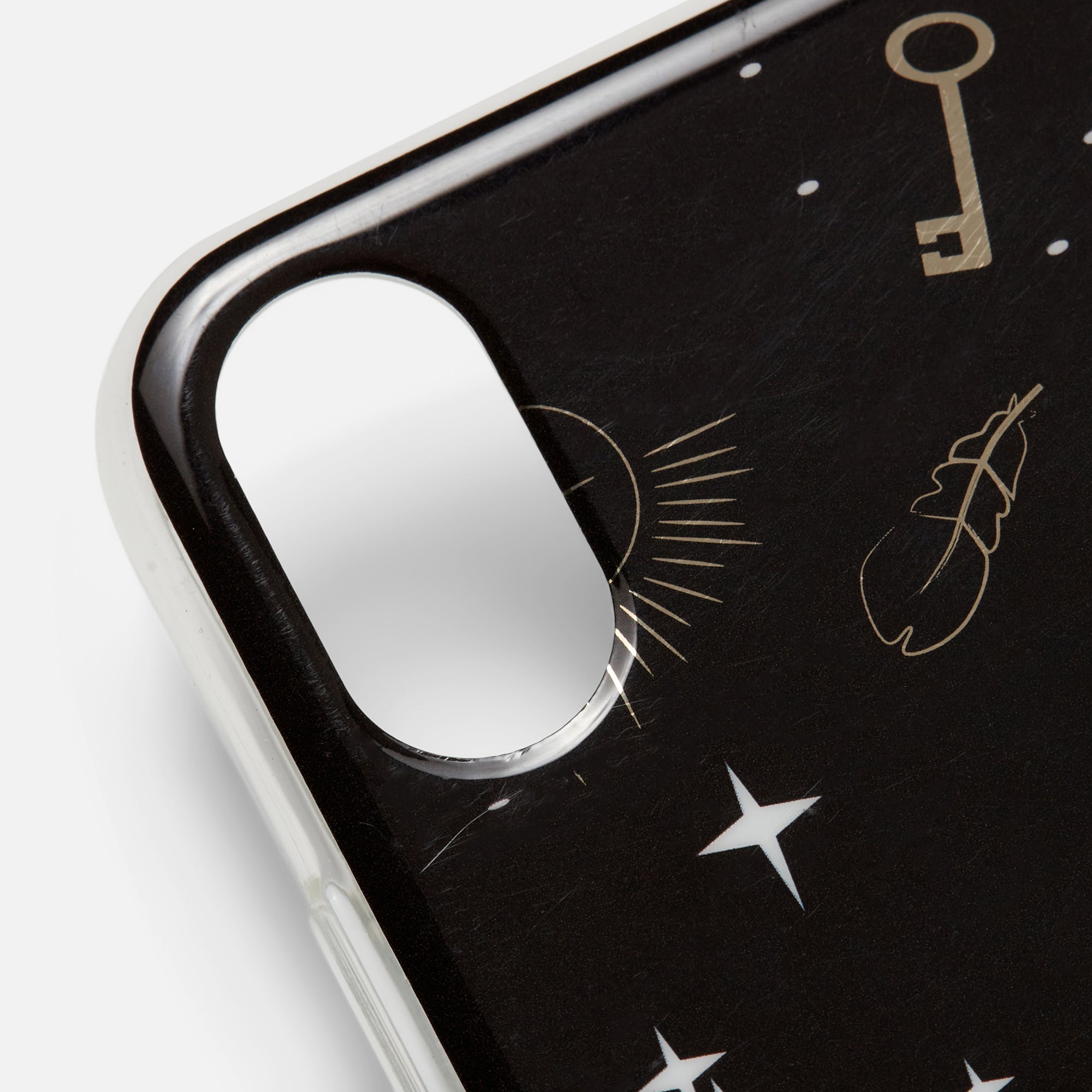 Étui à téléphone noir iPhone 10 mystique doré