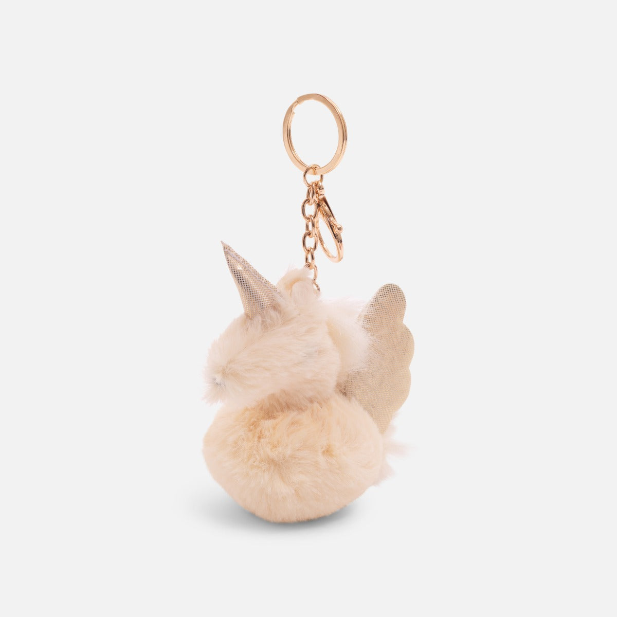 Beige keychain with shinny wings and corn