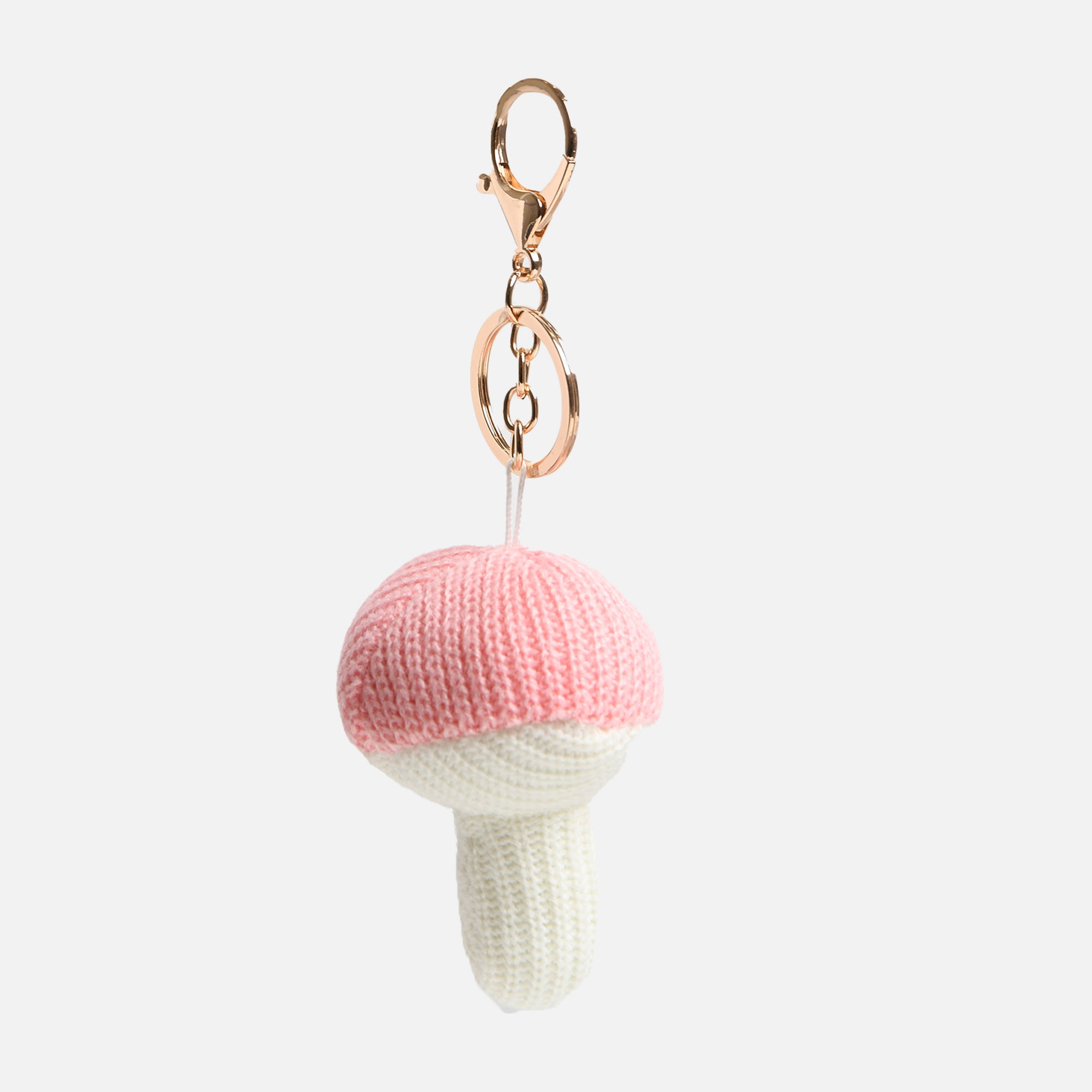 Porte-clés champignon rose en tricot