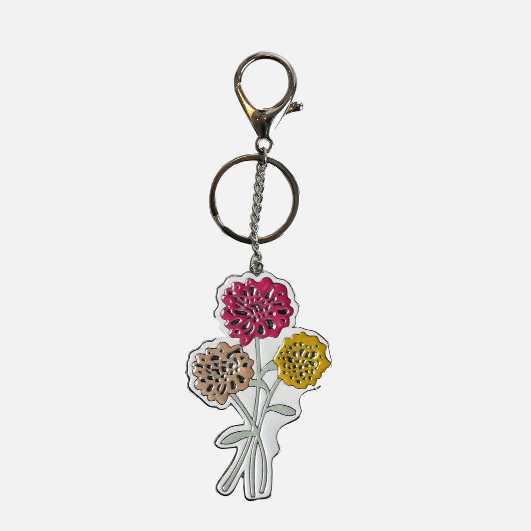 Porte-clés fleurs en métal