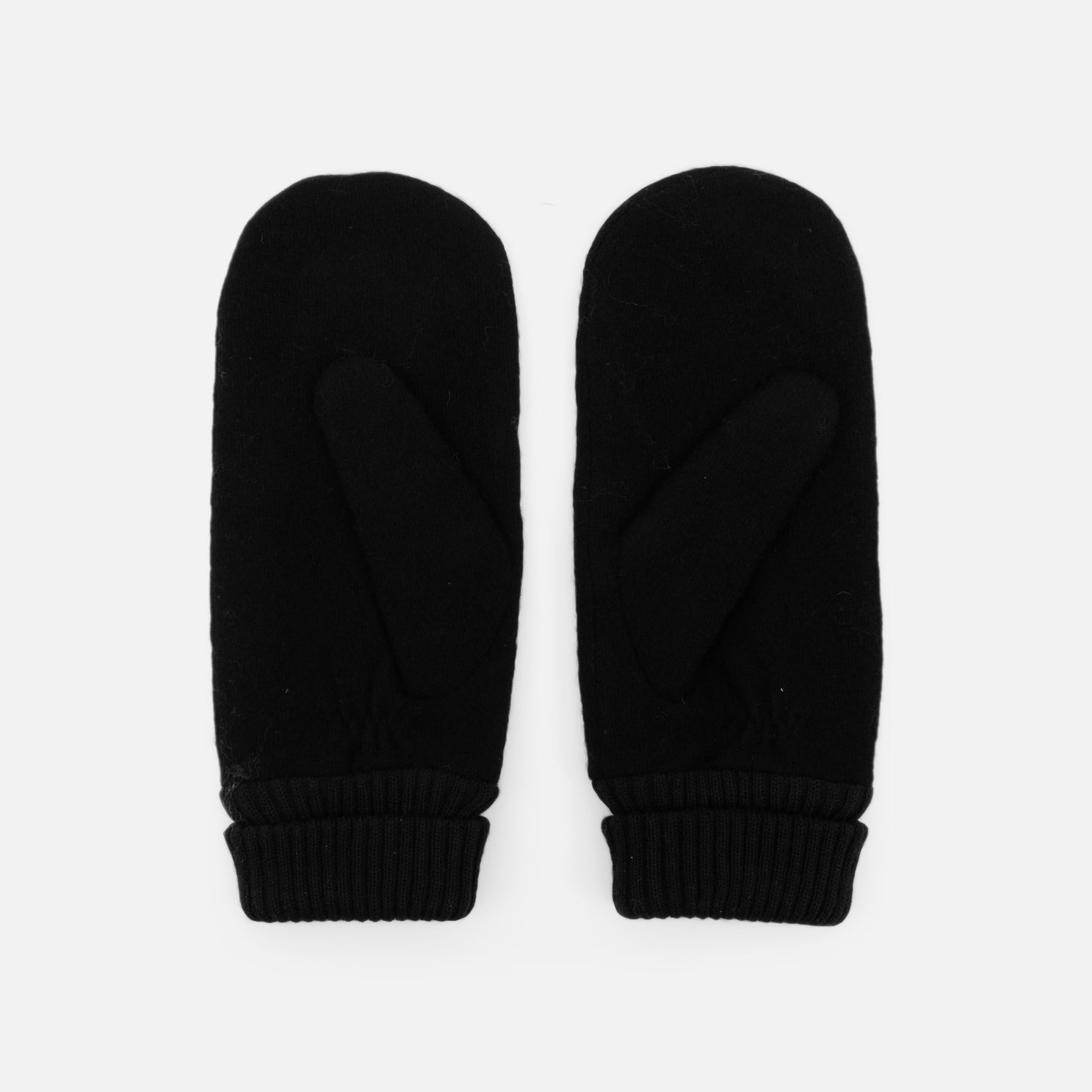 Black mittens with knit wrist