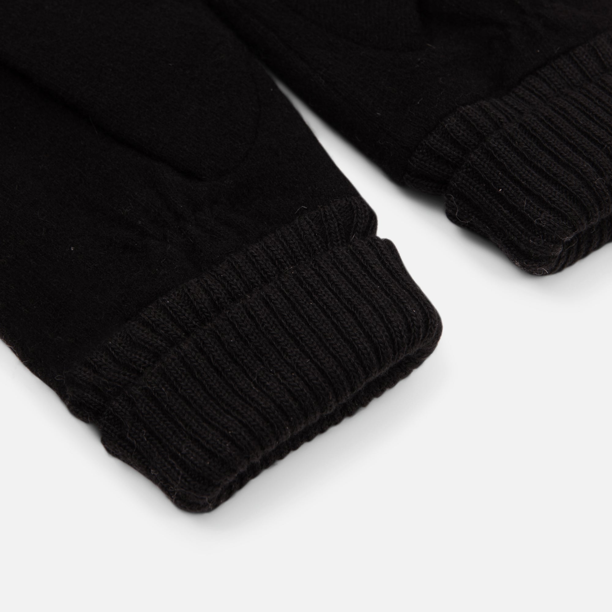 Black mittens with knit wrist