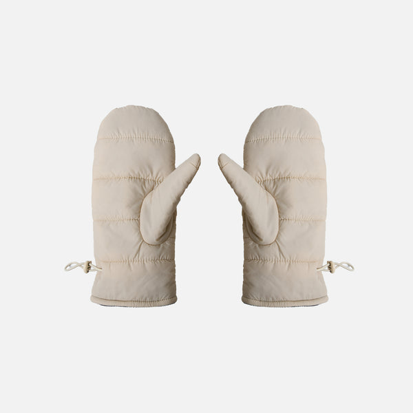 Load image into Gallery viewer, Beige padded mittens with adjustable elastic
