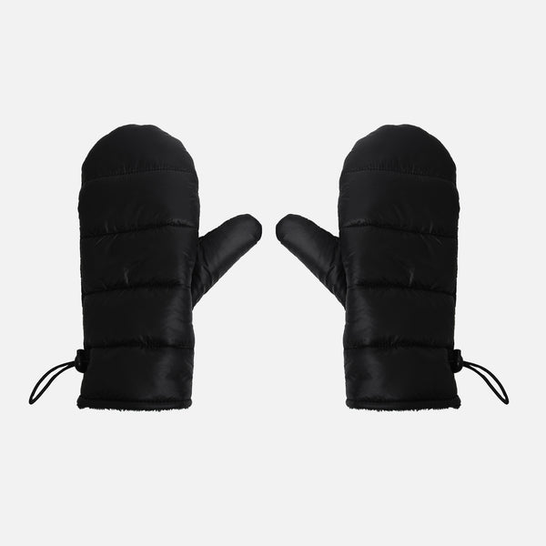 Load image into Gallery viewer, Black padded mittens with adjustable elastic
