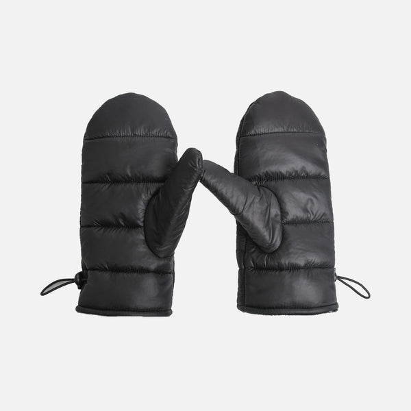 Load image into Gallery viewer, Black padded mittens with adjustable elastic
