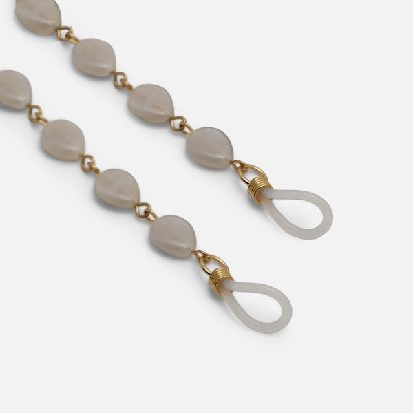 Load image into Gallery viewer, Golden mask chain with grey and white stones
