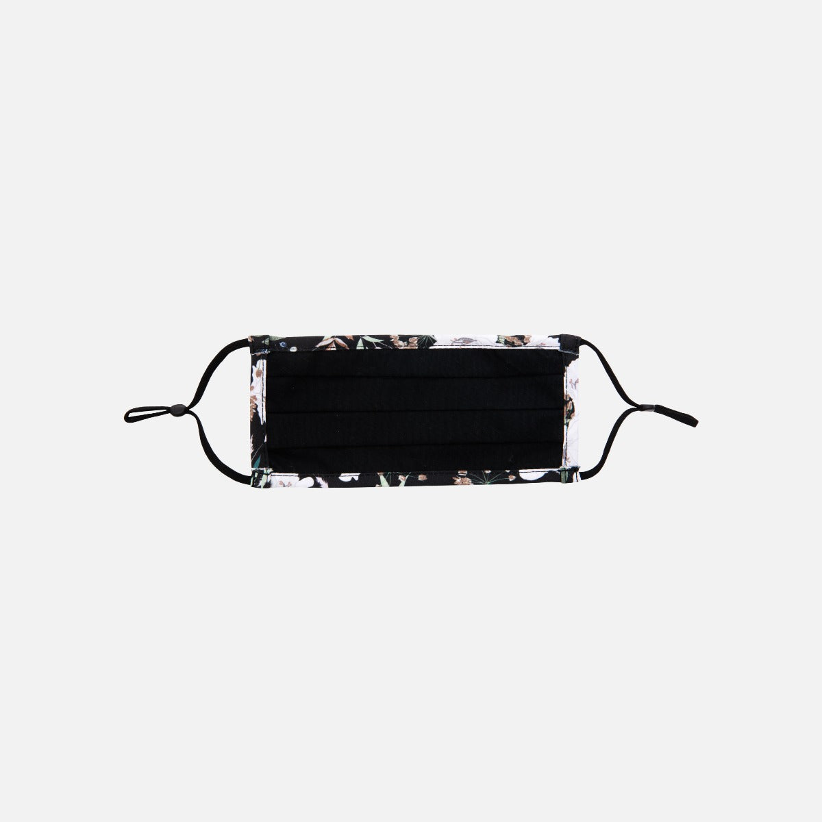 Masque réutilisable noir pour femme avec fleurs blanches
