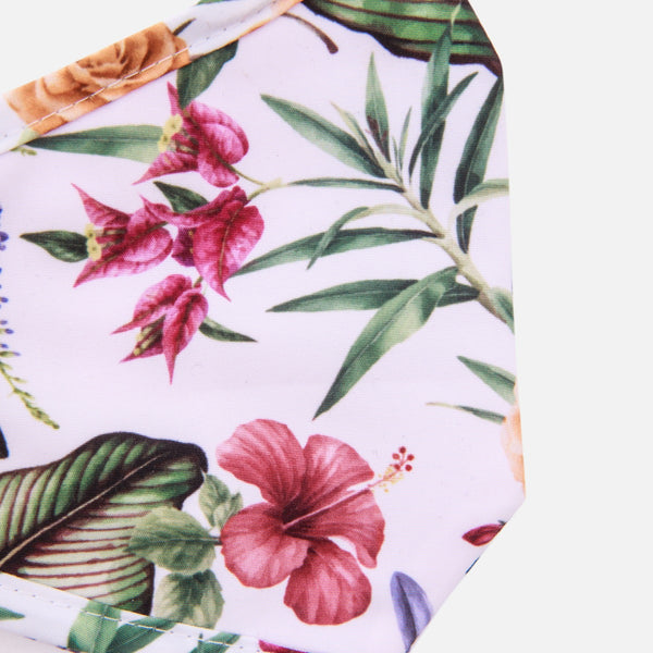 Load image into Gallery viewer, Reusable white mask for women with tropical flowers print
