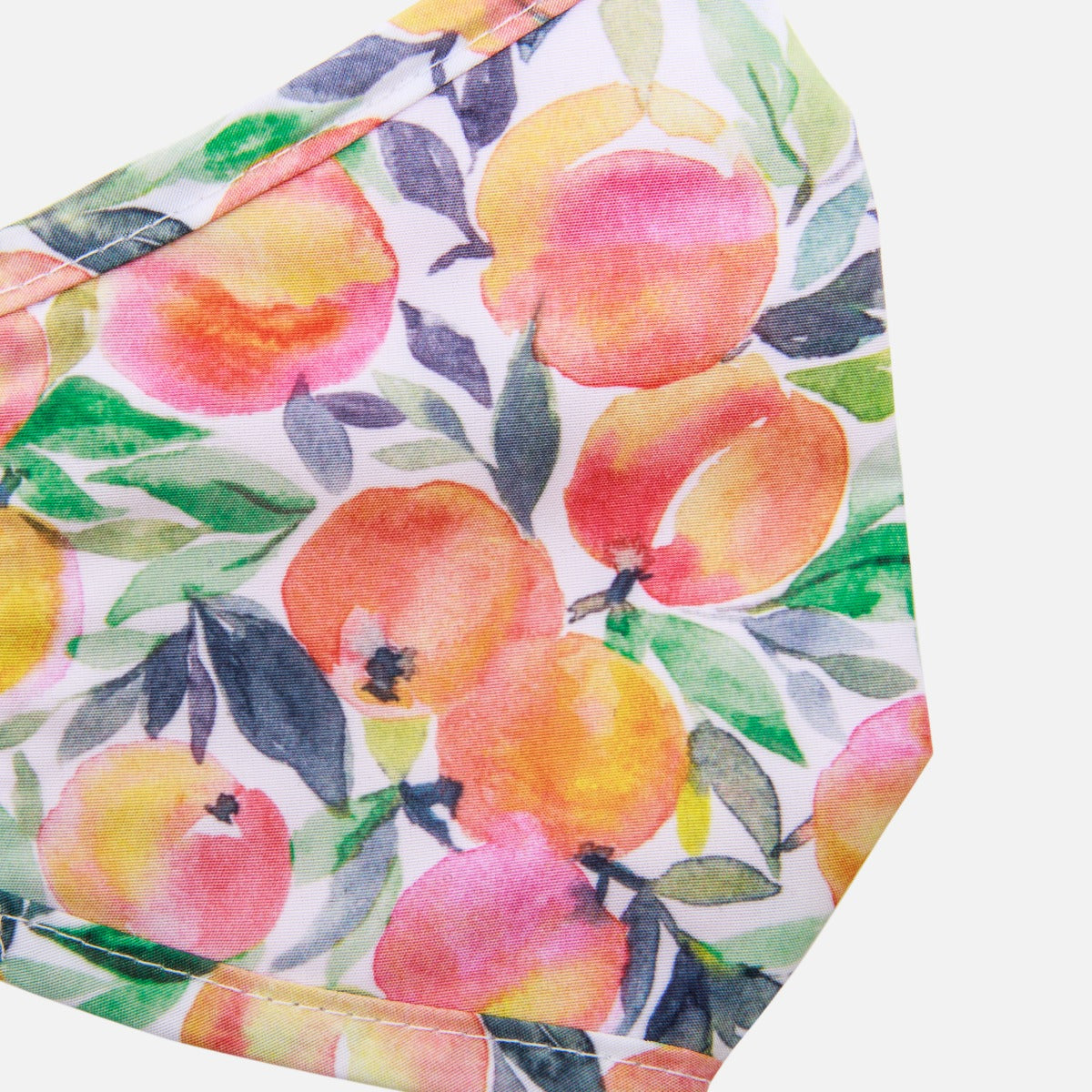 Reusable white mask for women with peach and leaves print