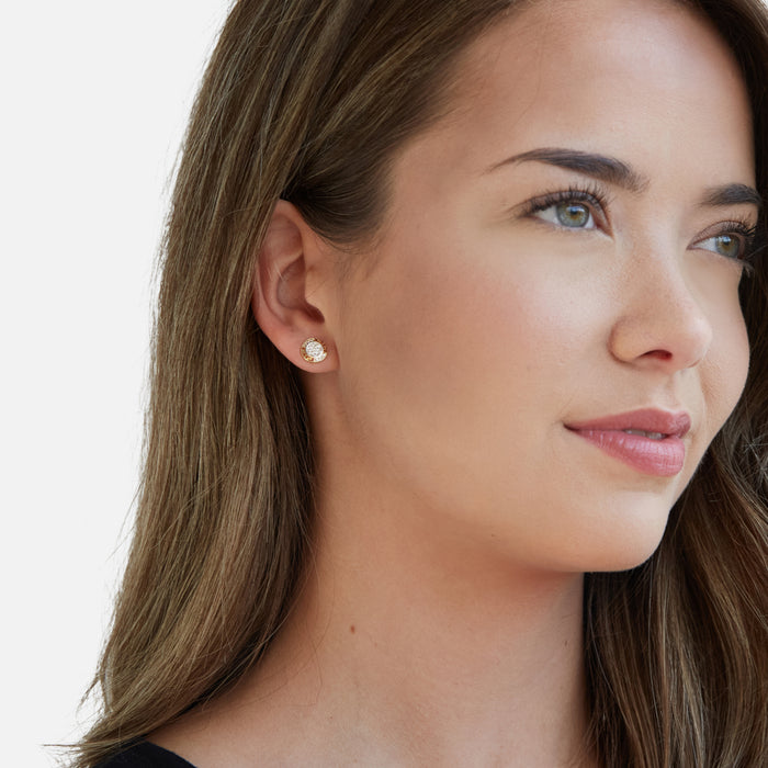 Boucles d'oreilles fixes rondes en or 10 carats