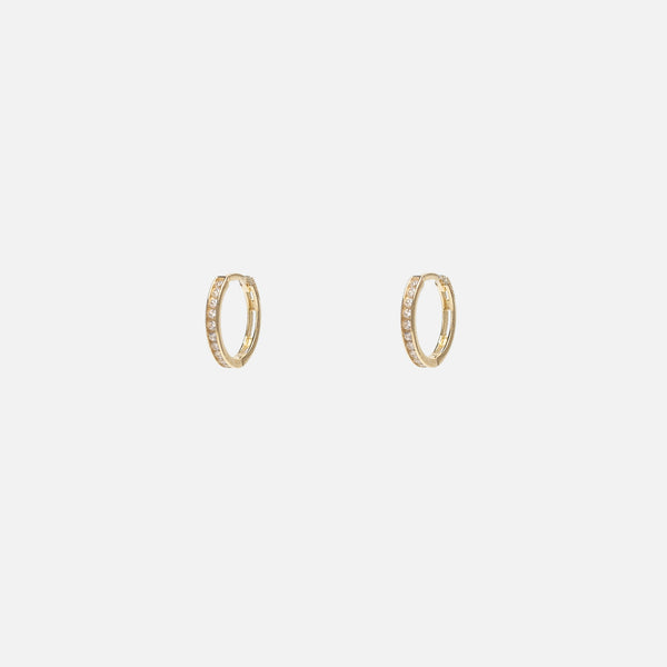 Load image into Gallery viewer, 10k yellow gold 13 mm hoop earrings with cubic zirconia
