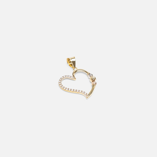 Load image into Gallery viewer, 10k yellow gold heart charm with stones details
