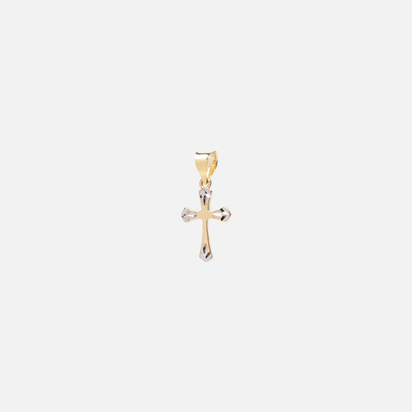 Load image into Gallery viewer, 10k yellow gold cross charm with silvered details
