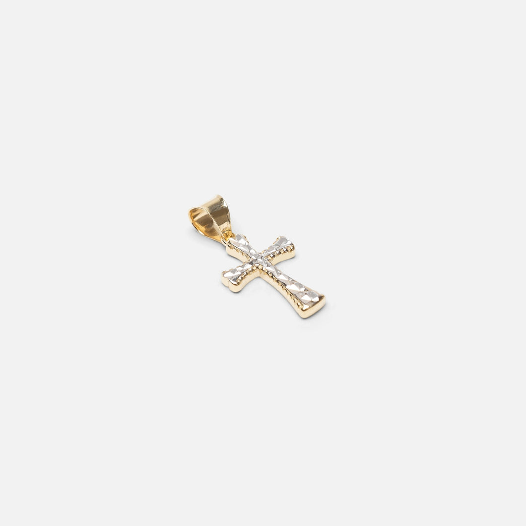 Breloque croix avec effet pierres or 10 carats