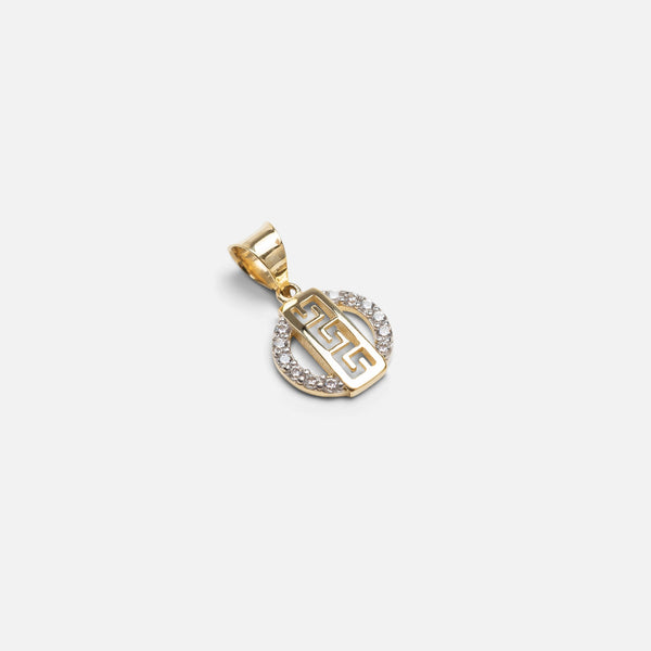Load image into Gallery viewer, 10k yellow gold circle charm with stones
