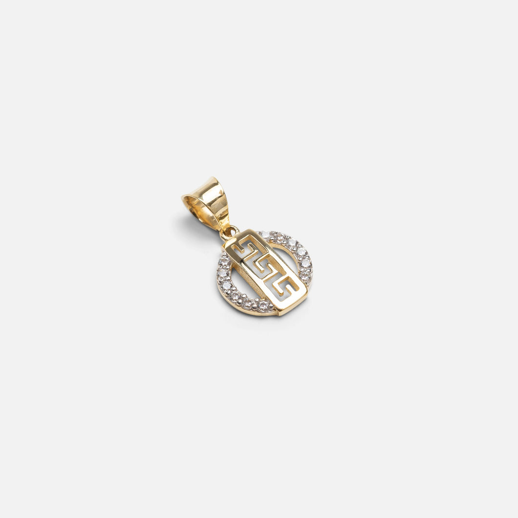 10k yellow gold circle charm with stones