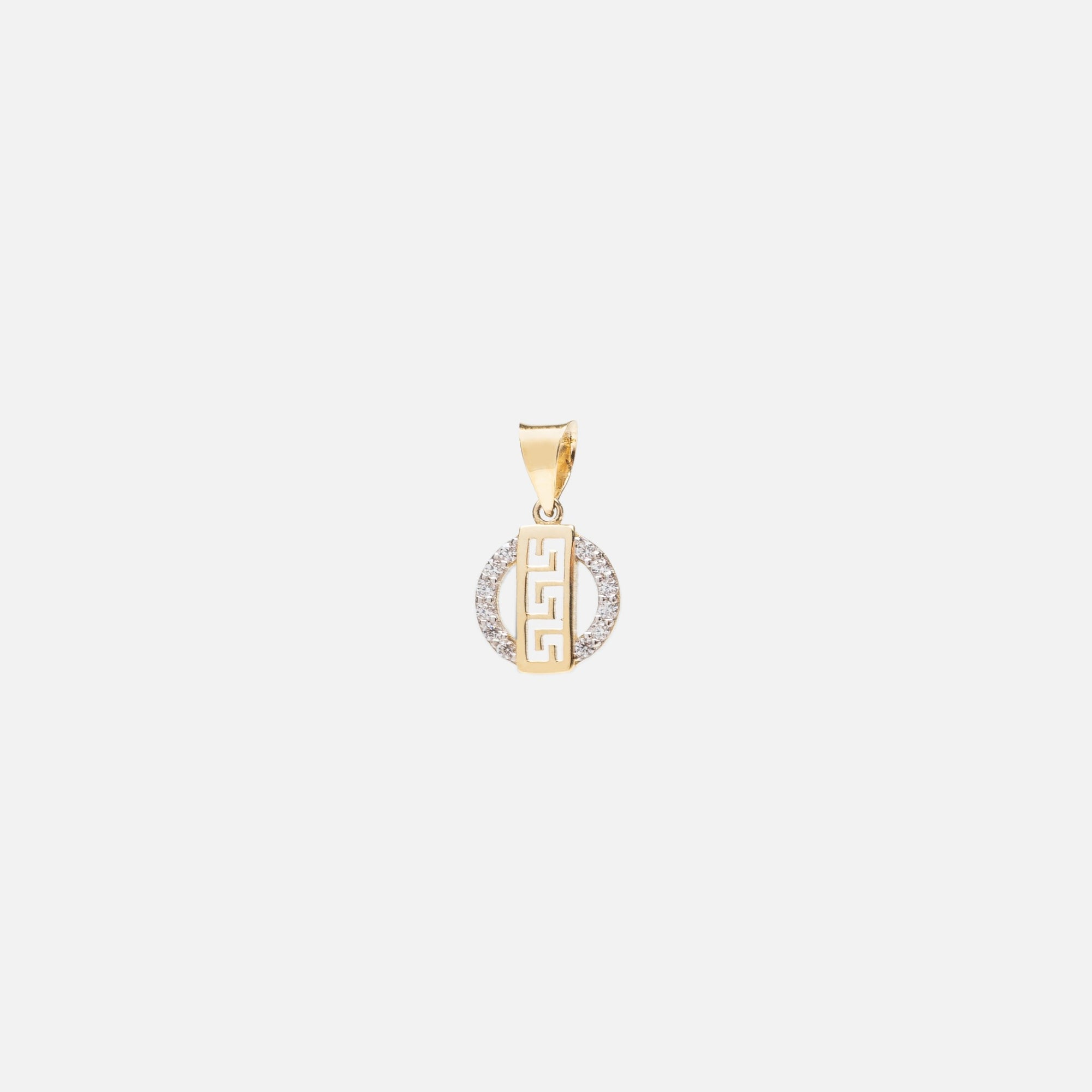 10k yellow gold circle charm with stones