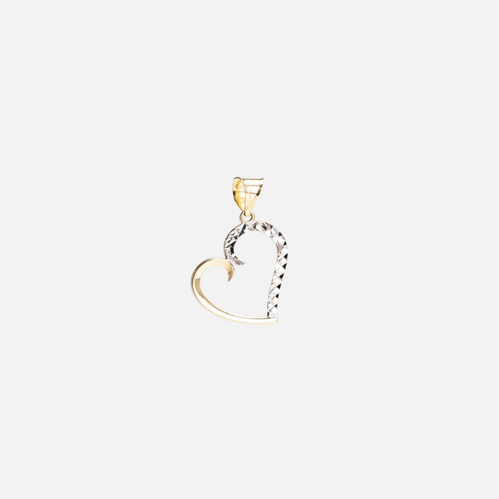 Breloque cœur deux tons avec moitié texturée or 10 carats