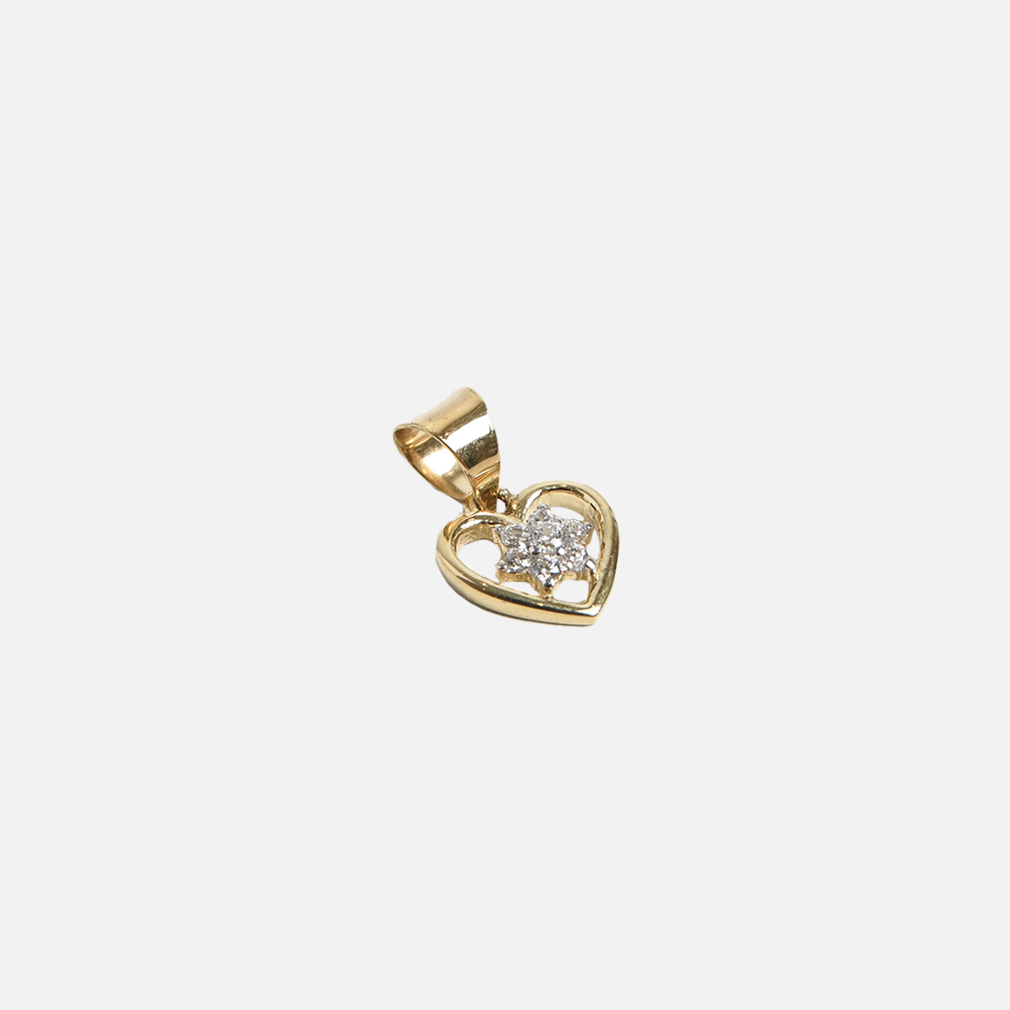 10k yellow gold heart charm with center stone