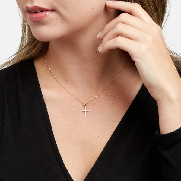Load image into Gallery viewer, 10k yellow gold cross and stones charm
