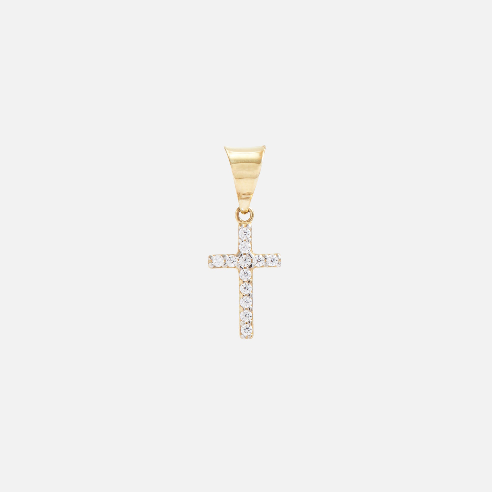 10k yellow gold cross with stones charm