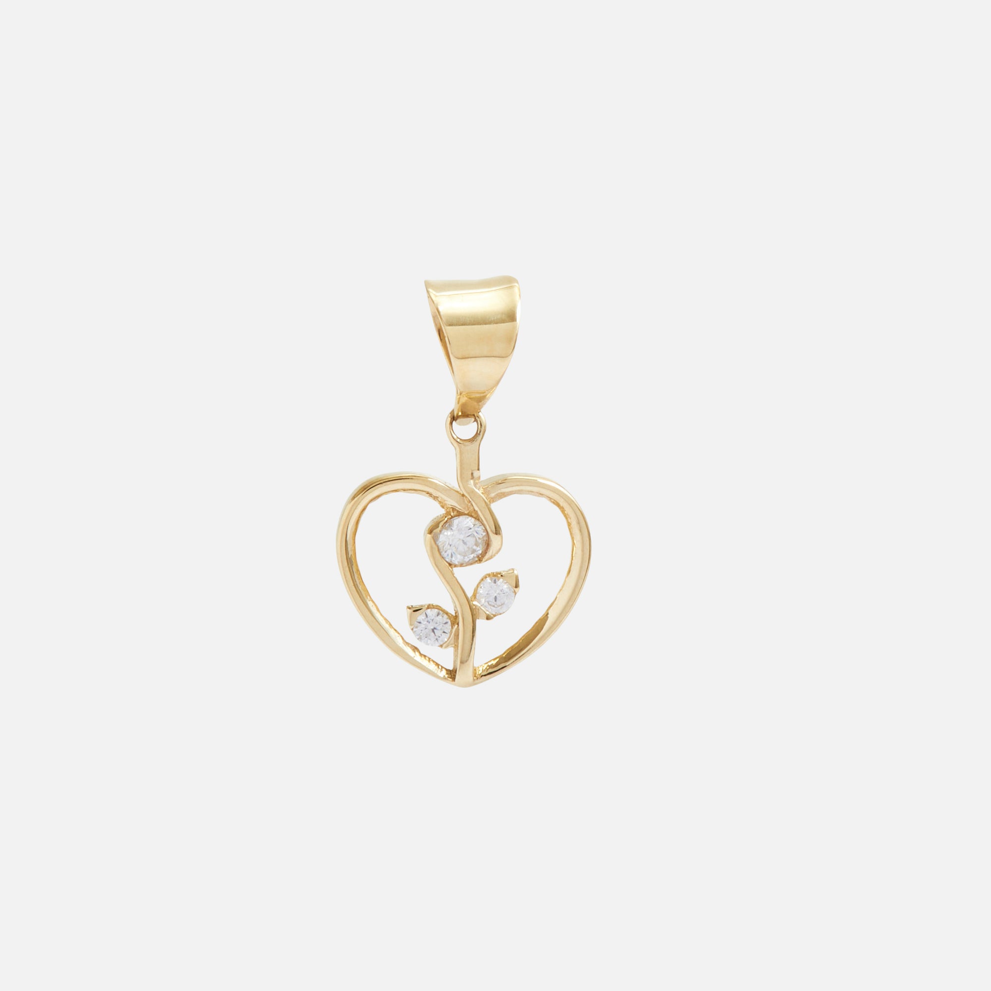 10k yellow gold heart with flower charm
