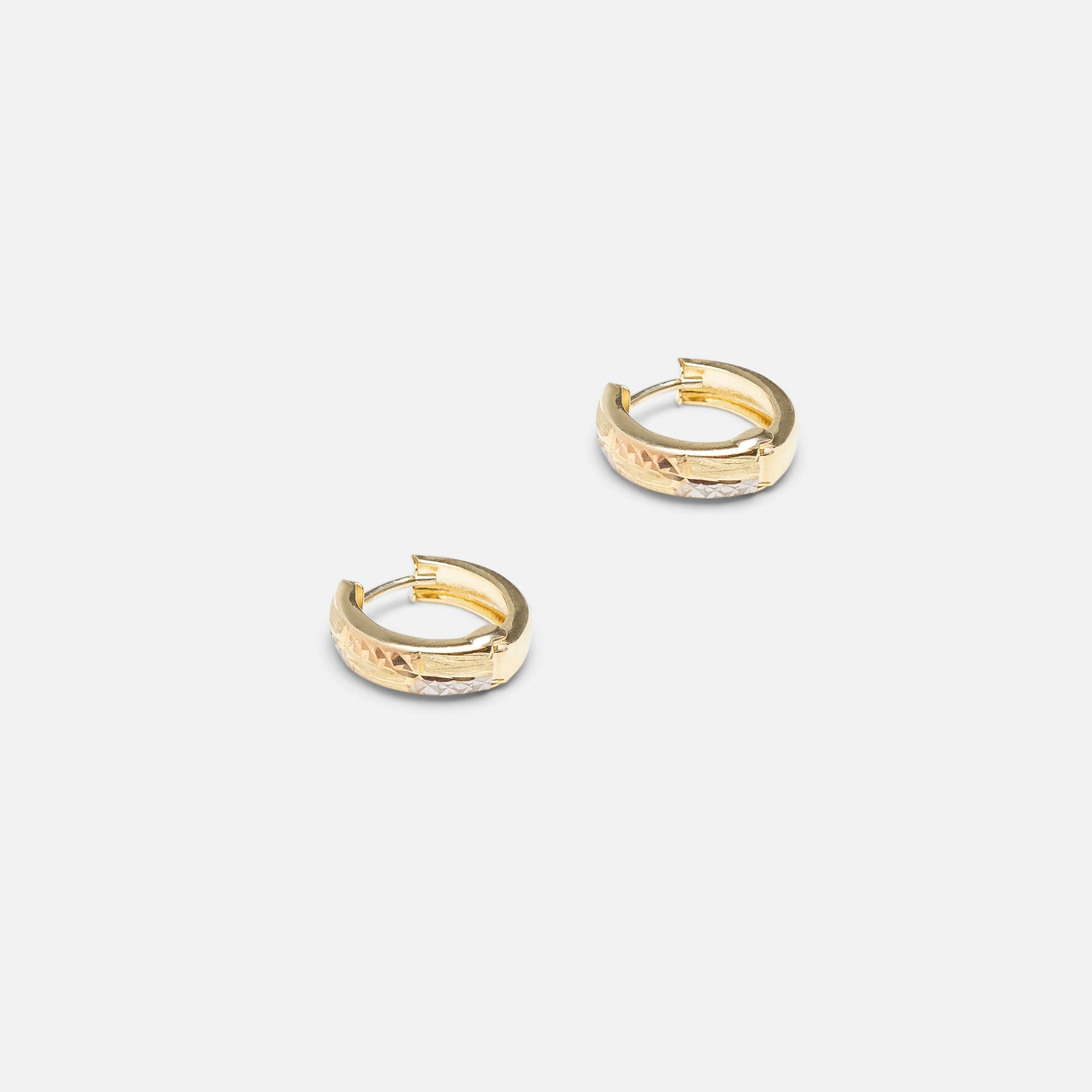 Boucles d’oreilles anneaux losanges lignés or 10 carats