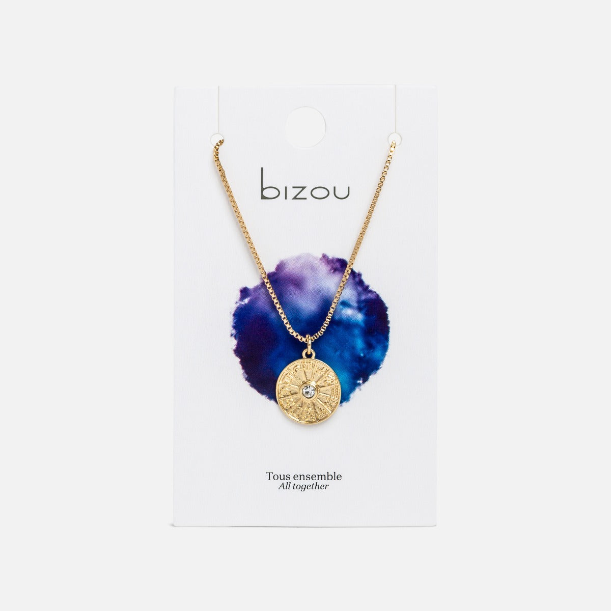 Golden necklace with 12 zodiac signs charm