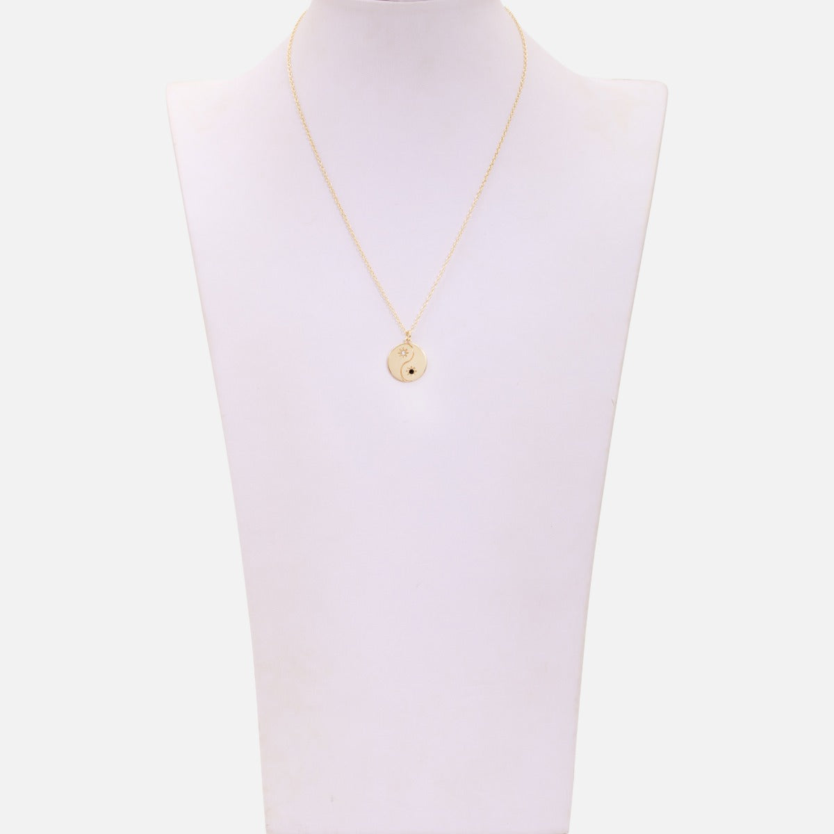 Golden necklace with yin yang charm