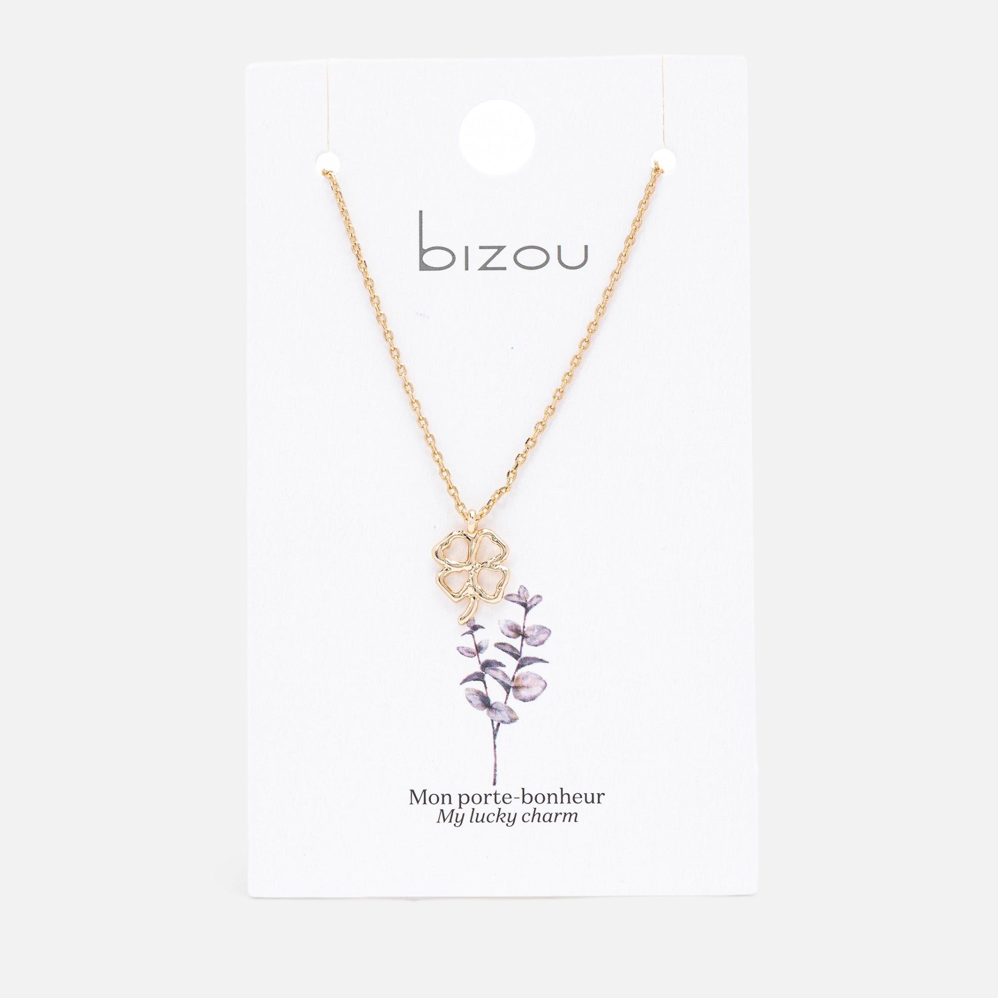 Golden necklace with lucky clover charm 