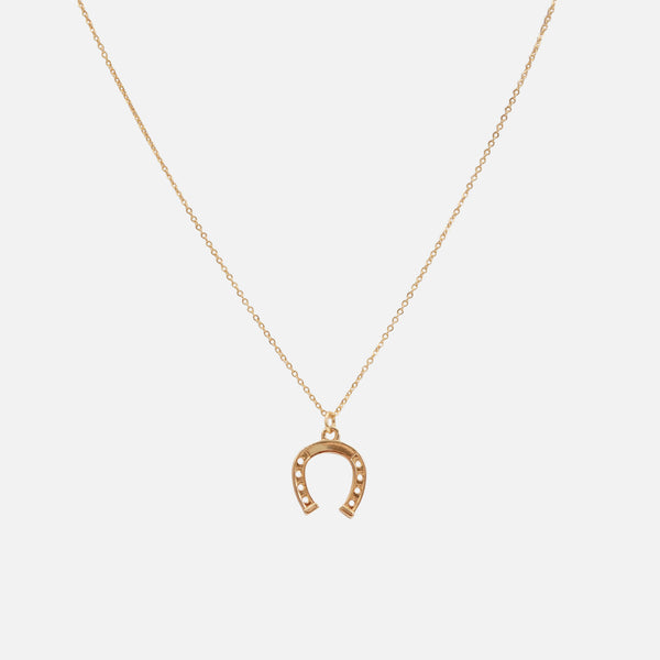 Load image into Gallery viewer, Golden necklace with horseshoe charm 
