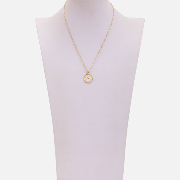 Load image into Gallery viewer, Necklace with white medallion and golden heart

