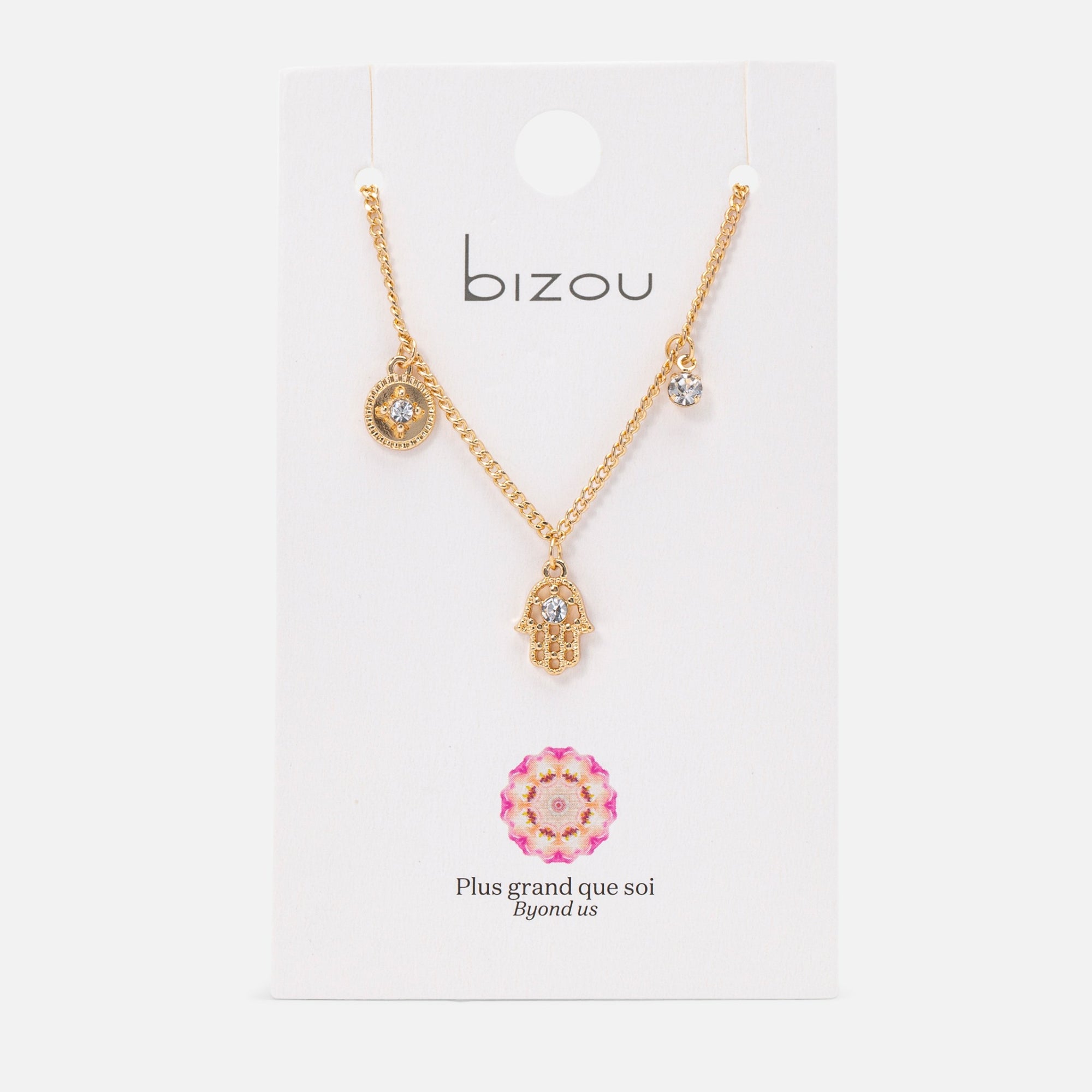 Golden necklace with spiritual charms