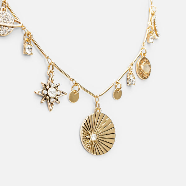 Load image into Gallery viewer, Golden necklace with multiple space charms
