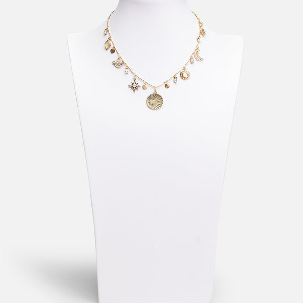 Load image into Gallery viewer, Golden necklace with multiple space charms
