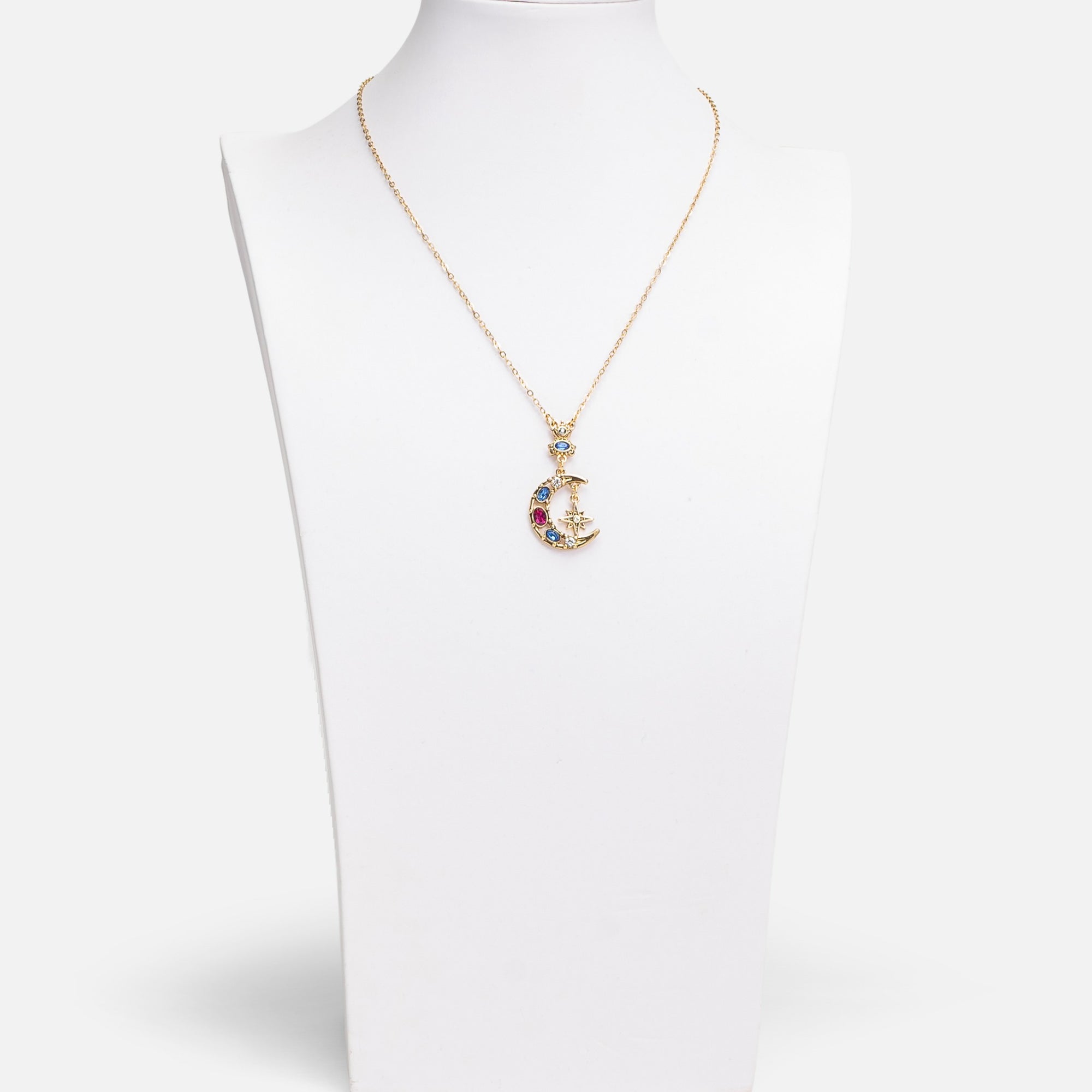 Pendentif lune colorée avec étoile dorée