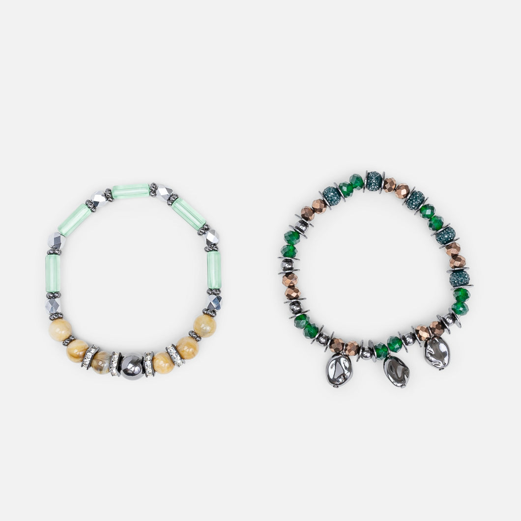 Set of elastic bracelets with beads 