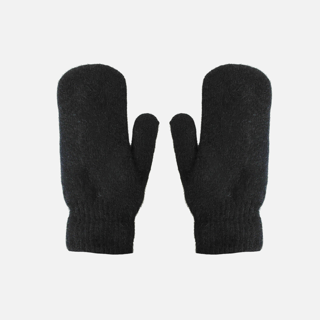 Classic knitted black mittens