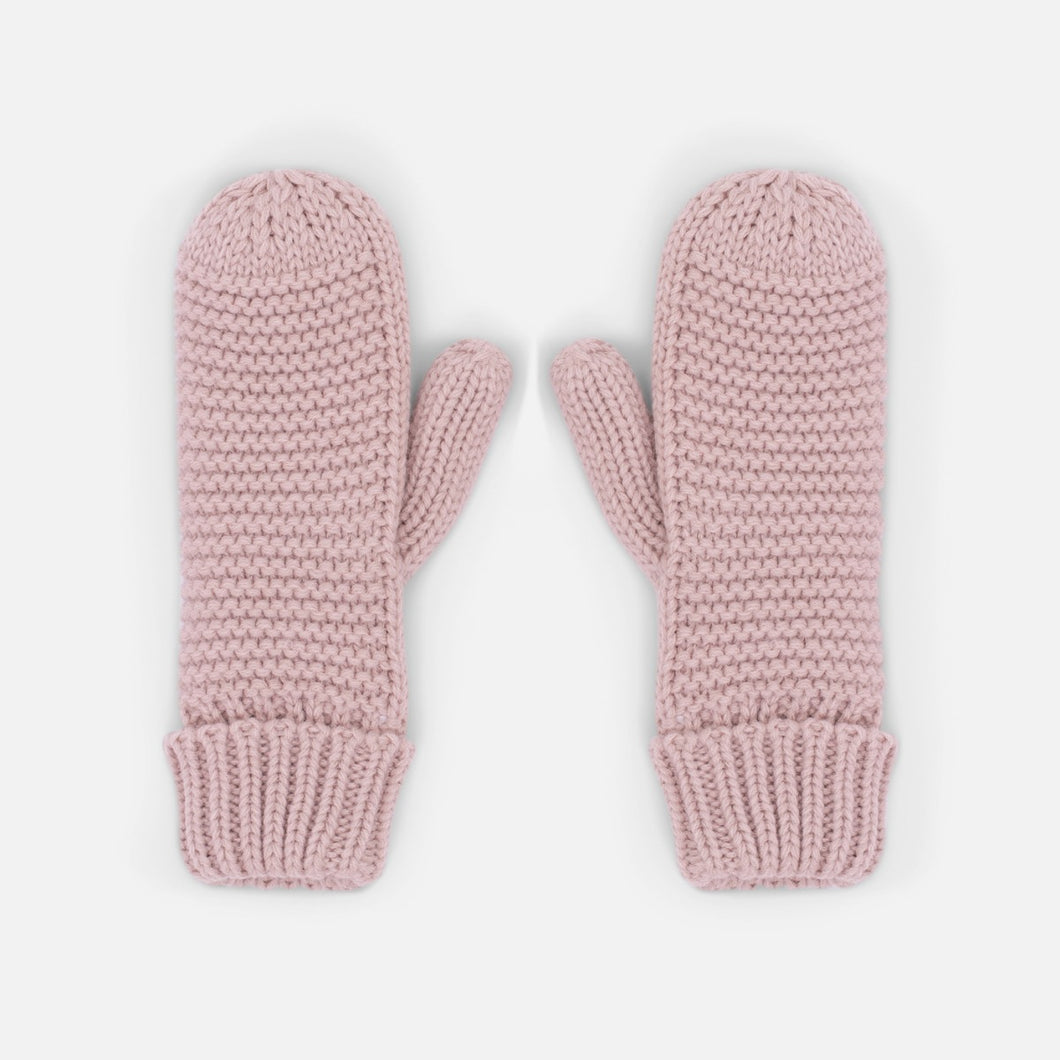 Old pink knit mittens