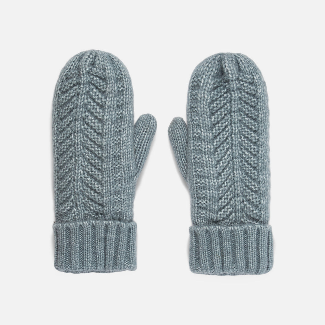 Light blue knit mittens