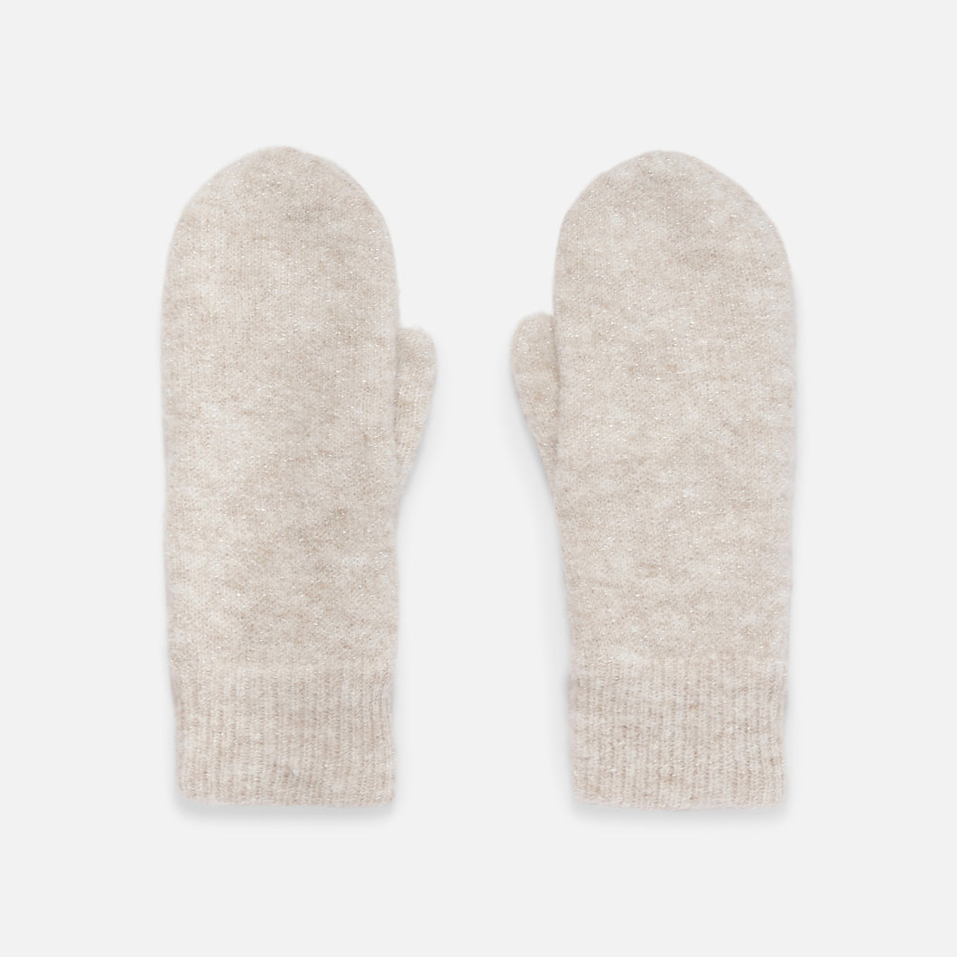 Beige mittens with lurex
