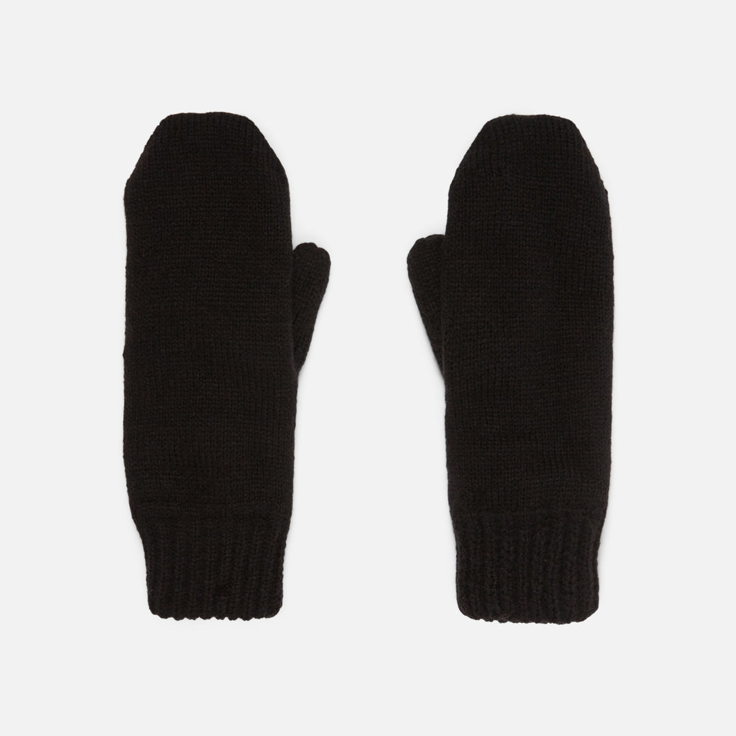 Black braided knit mittens