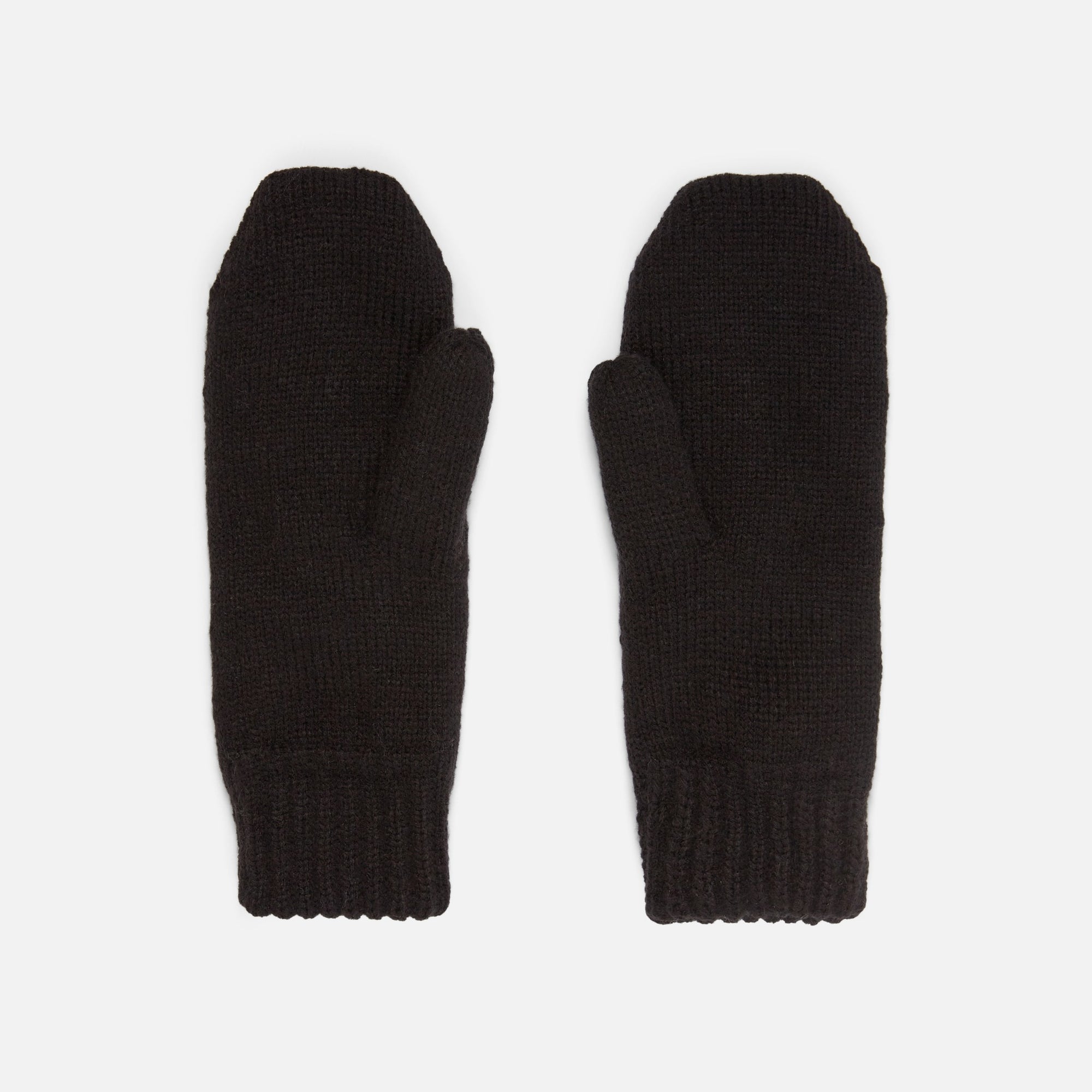 Black braided knit mittens
