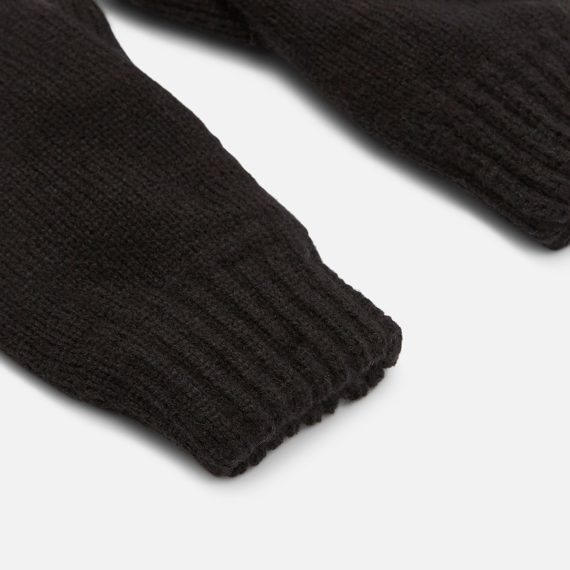 Black braided knit mittens